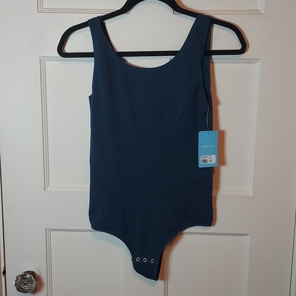 Yummie Ruby Cotton Shaping Thong Back Bodysuit in Moonlit Ocean